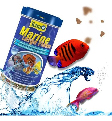 D_864023-MLB72737437067_112023-O Ração P/ Peixes Marinhos Tetra Marine Large Flakes 80g 500ml