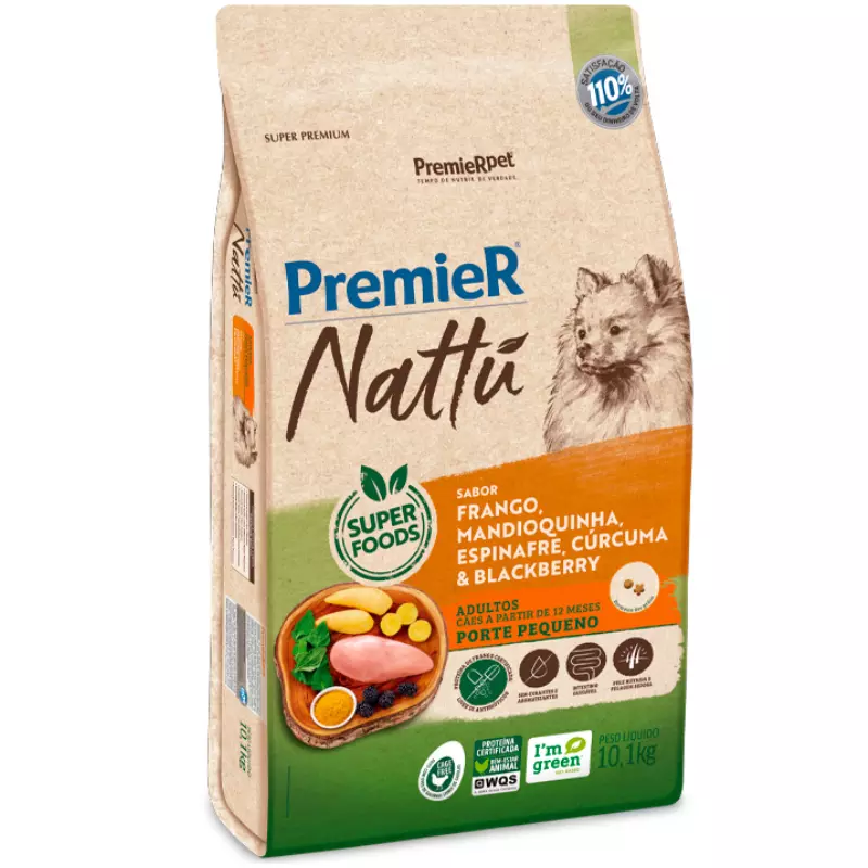 PREMIER NATTU CAES ADULT RACAS PEQ MANDIOQUINHA 2,5 KG
