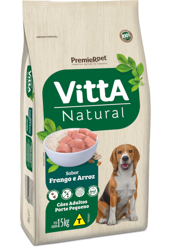 VITTA NATURAL CAES ADULTOS RACAS PEQUENAS FRANGO/CEREAIS 15 KG