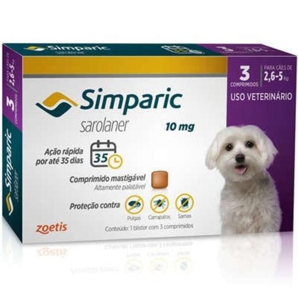Version 1.0.0 Antipulgas Simparic Zoetis Cães 2.6 kg 5 kg Cx 3 comp.