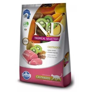 35096e5f6ffb1519411e08065d127fa5.jpg RAÇÃO ND TROPICAL GATOS ADULTOS CASTRADOS SUÍNO 400G