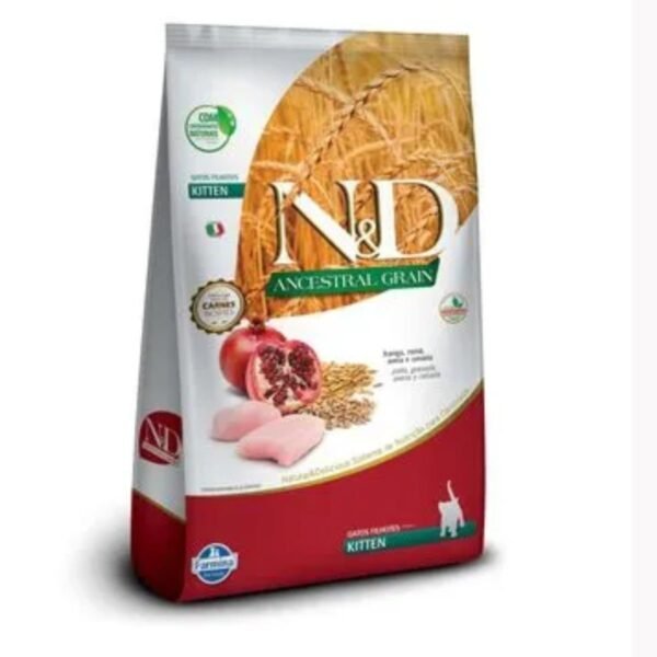 371a861485fa342f1c6305362ef8a3f5.jpg RAÇÃO ND ANCESTRAL PARA GATOS FILHOTES FRANGO 400G