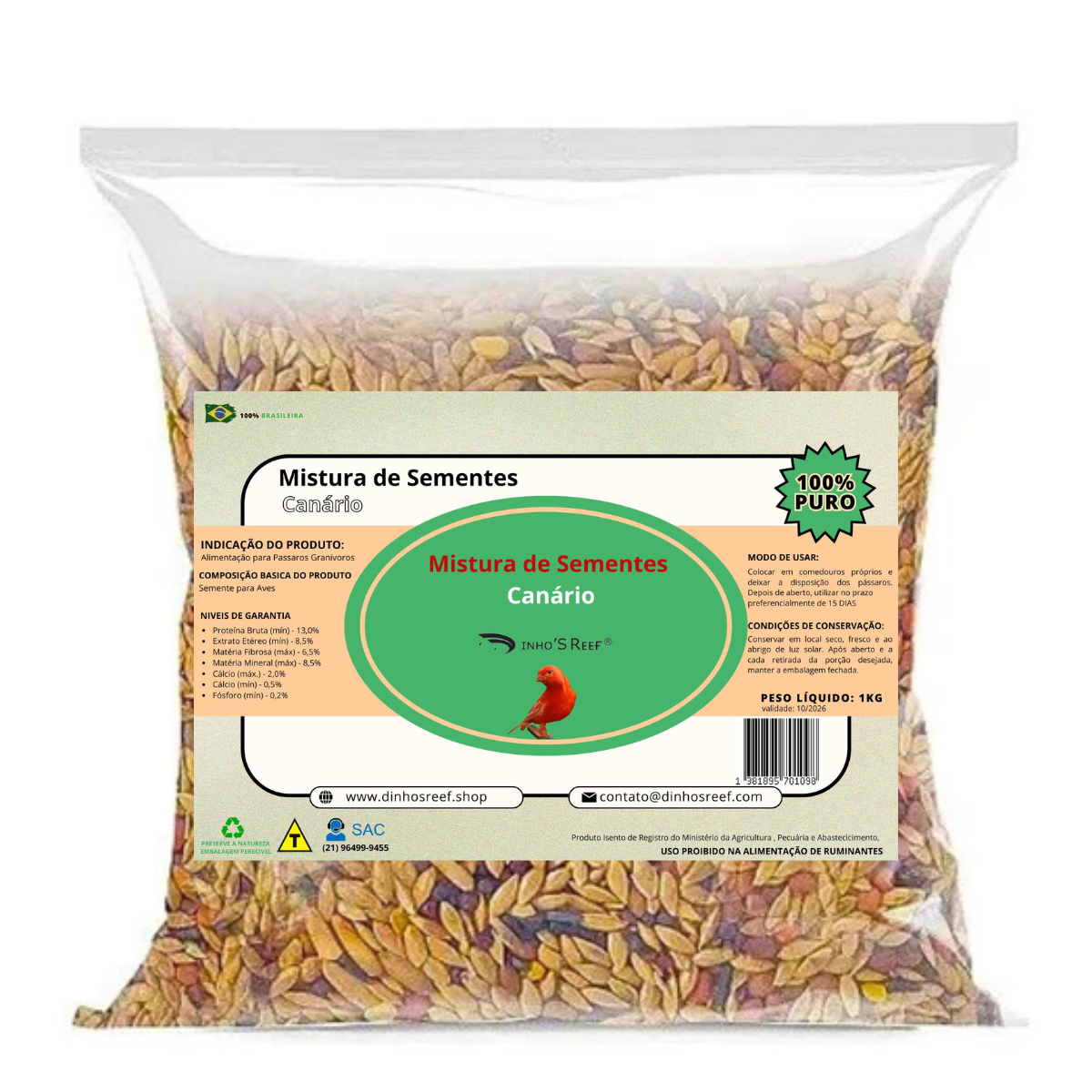 CANARIO BELGA MISTURA SUPER Premium 500G 100% PURO