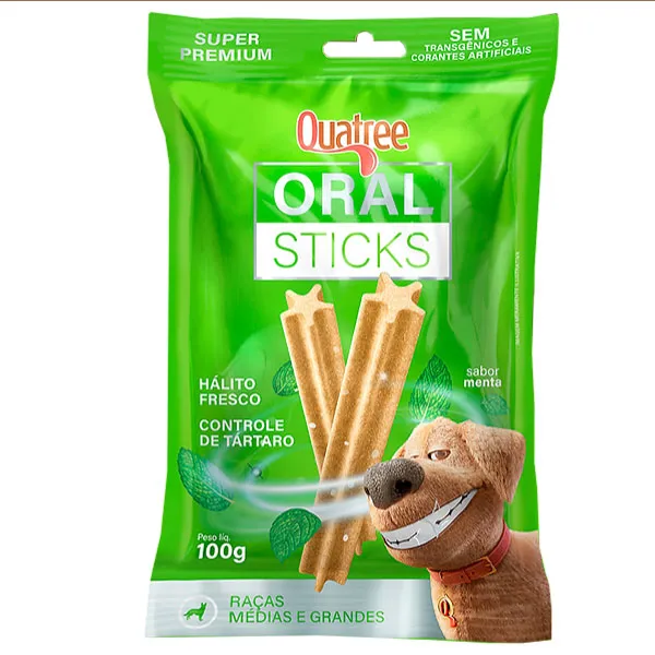 QUATREE ORAL STICKS CAES RACAS MEDIAS E GRANDES 100G