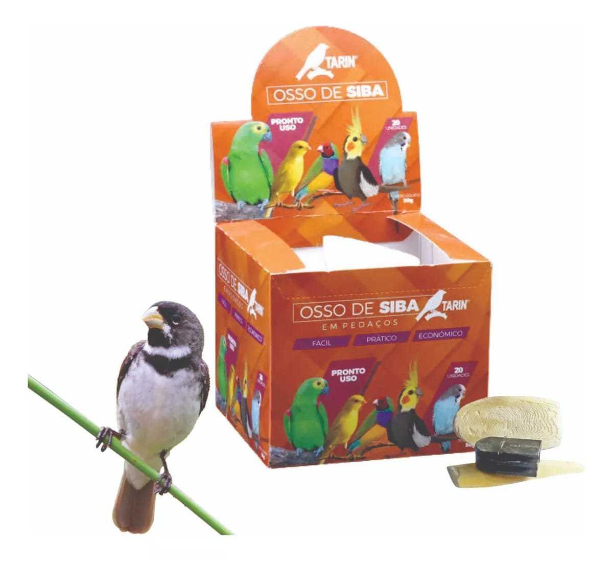 47b1f79604c1bad4dabf503db67ef687.jpg Osso De Siba 50g C/20un Natural Com Suporte - Tarin