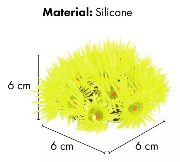 ENFEITE DE SILICONE SOMA CORAL GONIOPORA AMARELA