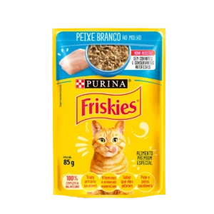 4d9f71f3ab45ae79abed39ac654baa23.webp SACHÊ FRISKIES PEIXE BRANCO AO MOLHO 85G 1 UN
