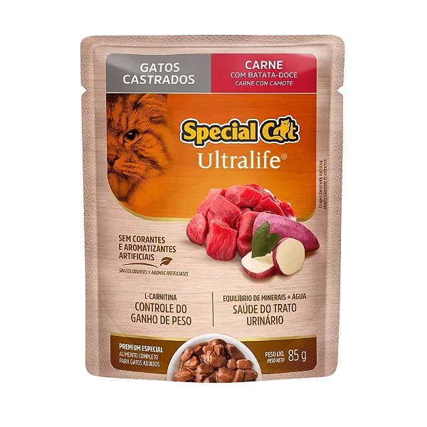 KIT 12 UN SACHE SPECIAL CAT ULTRALIFE CASTRADOS CARNE 85G