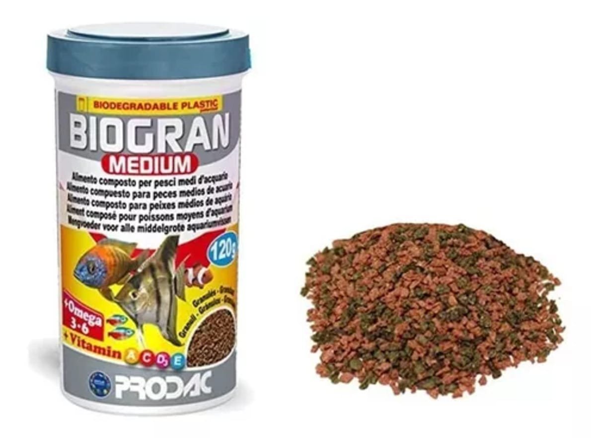 5b6de152670a873bbc0e14655c755317.jpg Ração Prodac Biogran Medium 45g - Para Água Doce E Marinho
