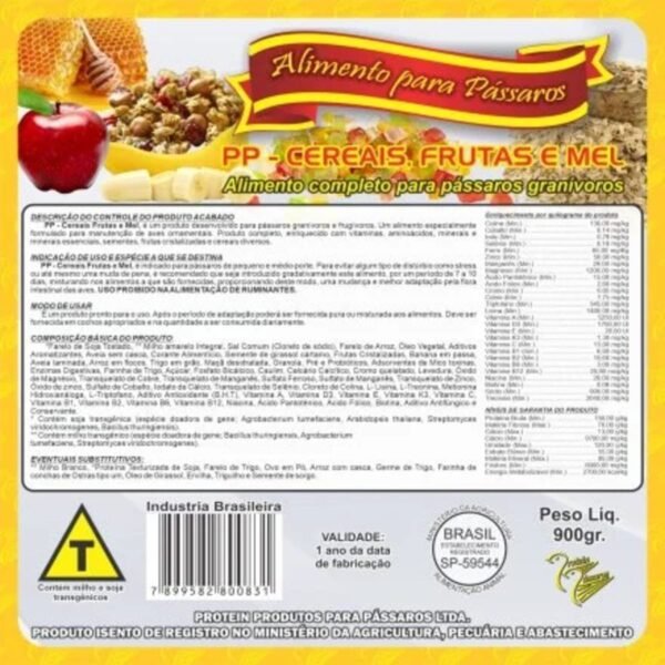 5c7d66c5232d661b0c8f49c0b6595993.jpg Protein Pp Cereais, Fruta E Mel Para Pássaros - 900g
