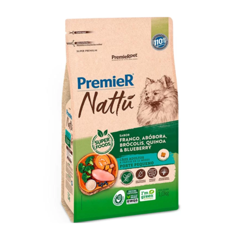 PREMIER NATTU CAES ADULTOS PORTE PEQUENO ABOBORA 1,0 KG