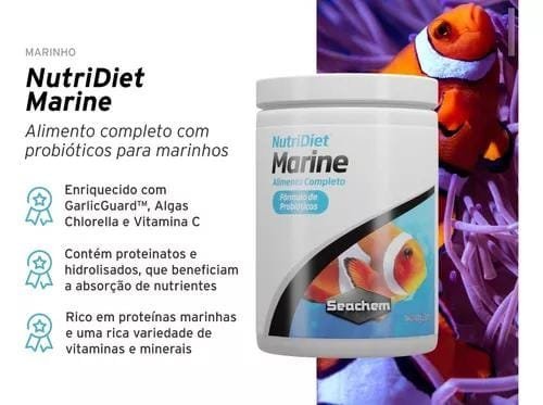 7309e2be44146213dcf39e4a2a900bbd.jpeg Ração Seachem Nutridiet Marine 100g Para Peixes Marinho