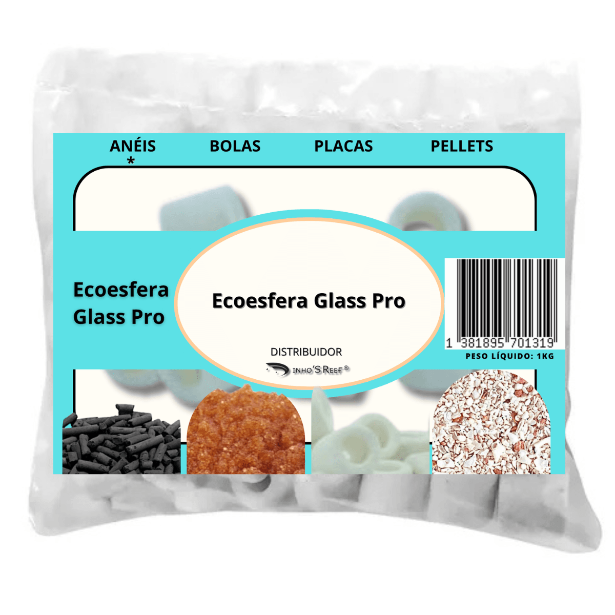 Ecoesfera Glass Pro 1KG - CERÂMICA DINHOS REEF P/AQUARIOS