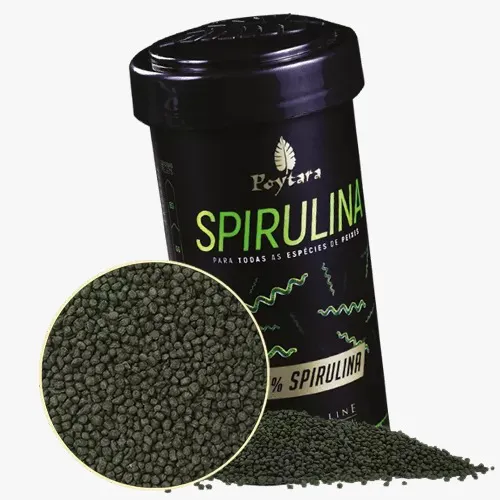 7c0d0c22da728f7e4ab1378193ae0b04.webp Ração Poytara Spirulina 40% Black Line 120g Sem Corantes
