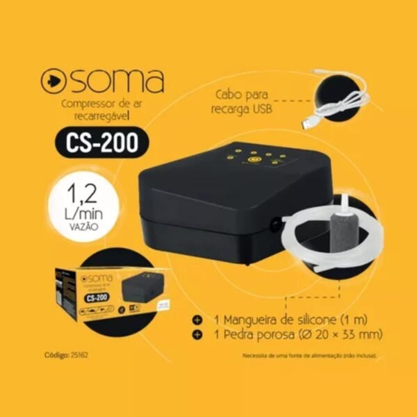 7f57188ce9fcba70f3e56d61b7b9dca8.jpg COMPRESSOR DE AR SOMA RECARREGAVEL CS-200 1,2L/MIN