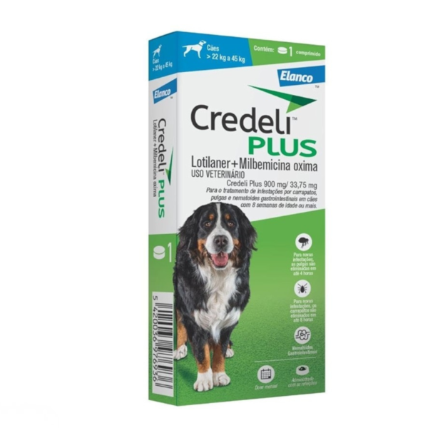 ANTIPULGAS CREDELI PLUS P/ CÃES 900MG- 1 COMPRIMIDO