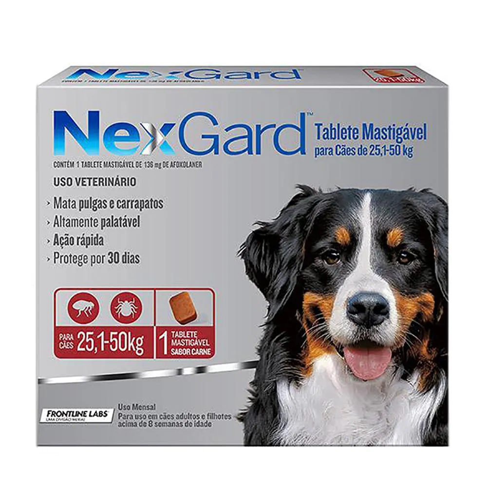 96c6ebb1f40f0e7d5c813e5e9c9b312c.webp Antipulgas E Carrapatos Nexgard 25,1 A 50kg Com 3 Compr.