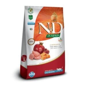a5294eb4ee05545b36e6d41997c149d0.jpg RAÇÃO ND PUMPKIN P/ GATOS ADULTOS CASTRADOS FRANGO 400G