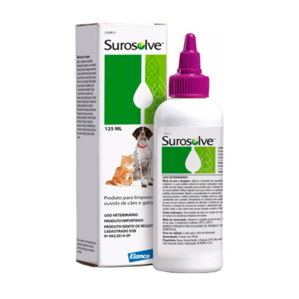 bd69ca527ef9cf521e2af696df501ba3.png SUROSOLVE SOLUÇÃO AURICULAR P/ CÃES E GATOS 125ML