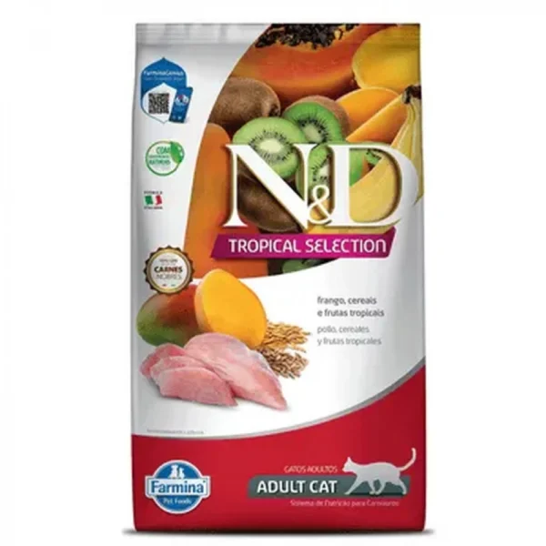 c46e14594caf3587f4539c8f52514574.webp RAÇÃO ND TROPICAL GATOS ADULTO FRANGO 400G