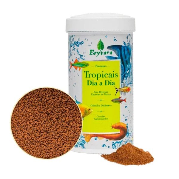 c97fa53bc08a6cd843b021849f357c43.jpg Comida para peixes Poytara Tropicais Dia a Dia formato 420G