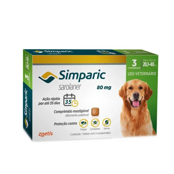 A VULSO Simparic 80mg 20,1 A 40kg Antipulgas Com 1 Comprimido