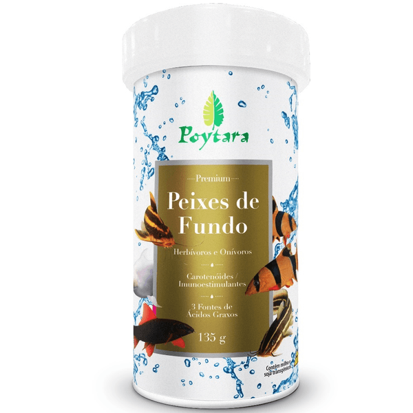 dda234f21b1110786783a37ab7a135be.png Ração Poytara Peixes De Fundo 135g Cascudos Botias Coridoras