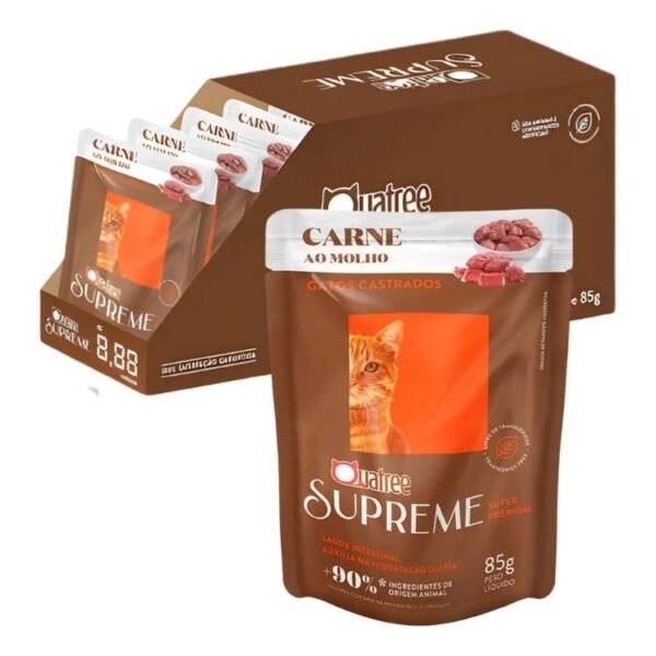 KIT 20UN SACHÊ QUATREE SUPREME P GATOS CASTRADOS CARNE 85G