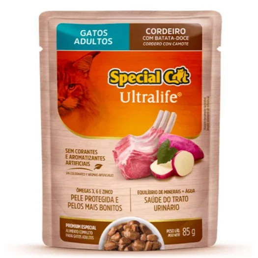 KIT 12 SACHE SPECIAL CAT ULTRA ADULTOS CORDEIRO 85G