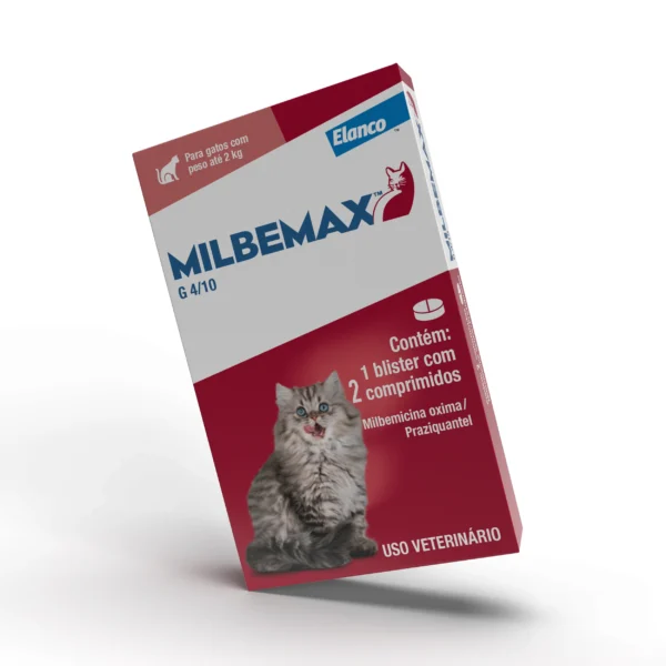VERMÍFUGO MILBEMAX G 4/10 P/ GATOS - 2 COMPRIMIDOS