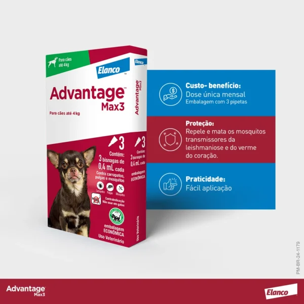 eec5ab6a1a6e5865265c988753ee08e1.webp ANTIPARASITÁRIO COMBO ADVANTAGE MAX 3 0,4ML- 3 BISNAGAS