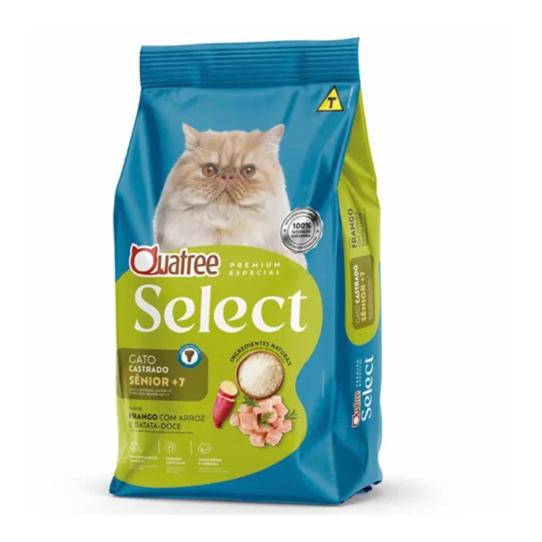 RAÇÃO QUATREE SELECT GATOS CASTRADOS SENIOR 7- 10,1KG