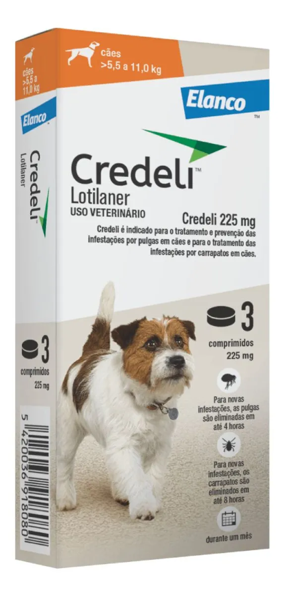 CREDELI ANTIPULGAS P/ CÃES 225MG - 3 COMPRIMIDOS