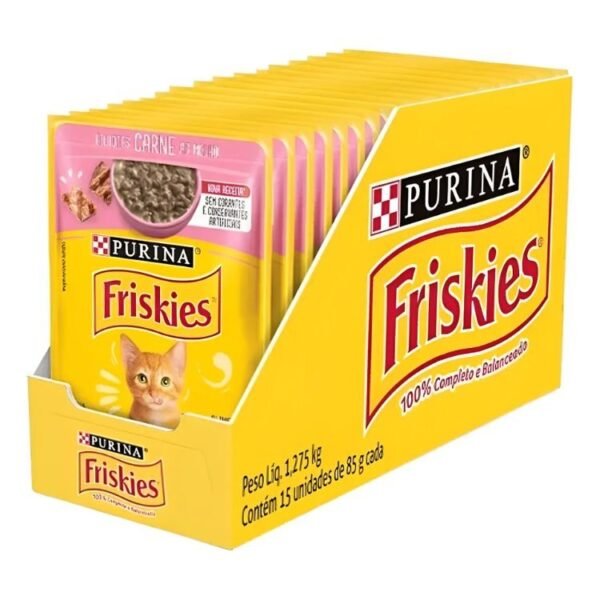 KIT 15UN SACHÊ FRISKIES P/ GATOS FILHOTES CARNE AO MOLHO 85G