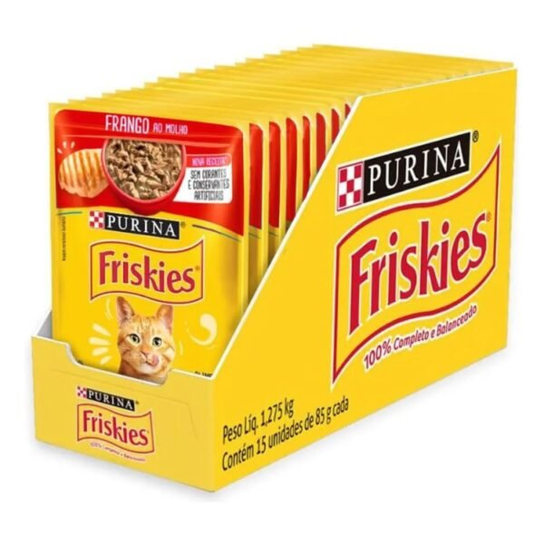 KIT 15UN SACHÊ FRISKIES P/ GATOS SABOR FRANGO AO MOLHO 85G