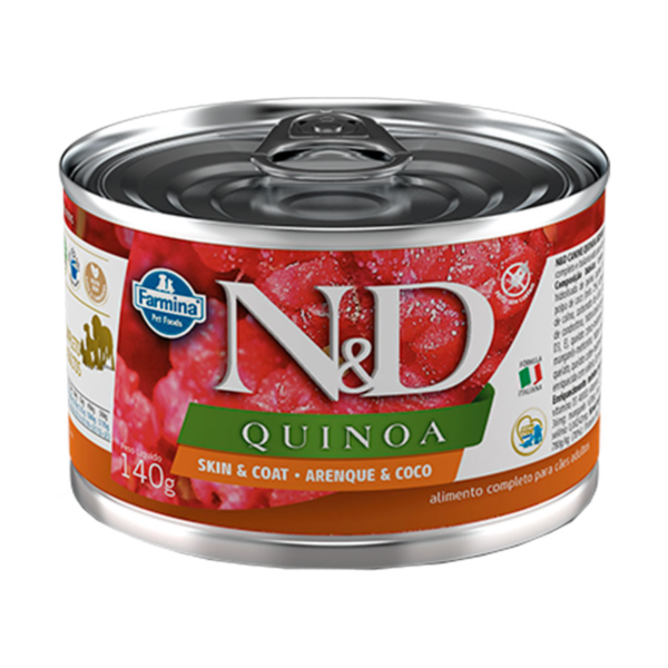 RAÇÃO ND QUINOA P/ CÃES ADULTOS SKIN&COAT ARENQUE 140G