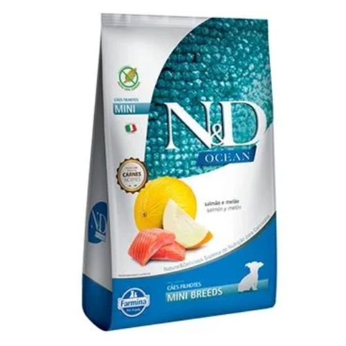 RAÇÃO ND OCEAN P/CÃES FILHOTES MINI SALMÃO 800G
