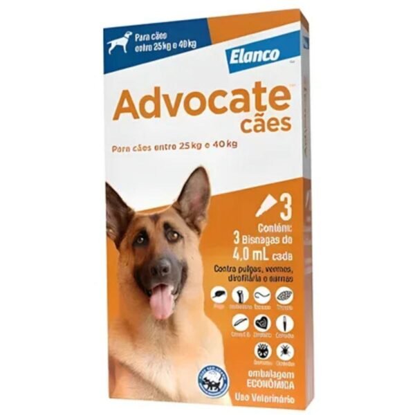 Combo Advocate Cães 25 A 40 Kg 3 Bisnagas 4,0 Ml
