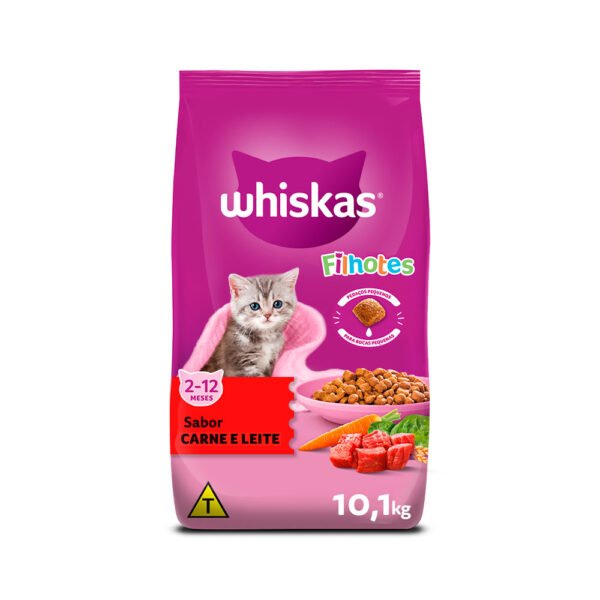 RAÇÃO PARA GATOS WHISKAS FILHOTE CARNE E LEITE 10KG