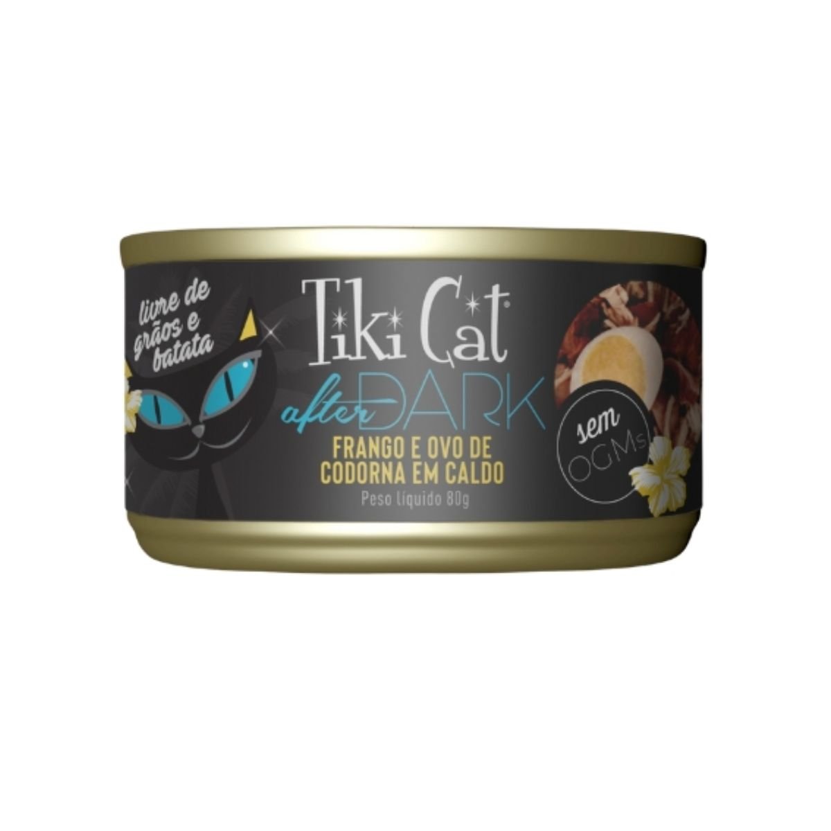 RAÇÃO ÚMIDA TIKI CAT AFTER DARK FRANGO OVO DE CODORNA 80G