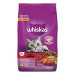 RAÇÃO PARA GATOS WHISKAS SABOR CARNE 500G