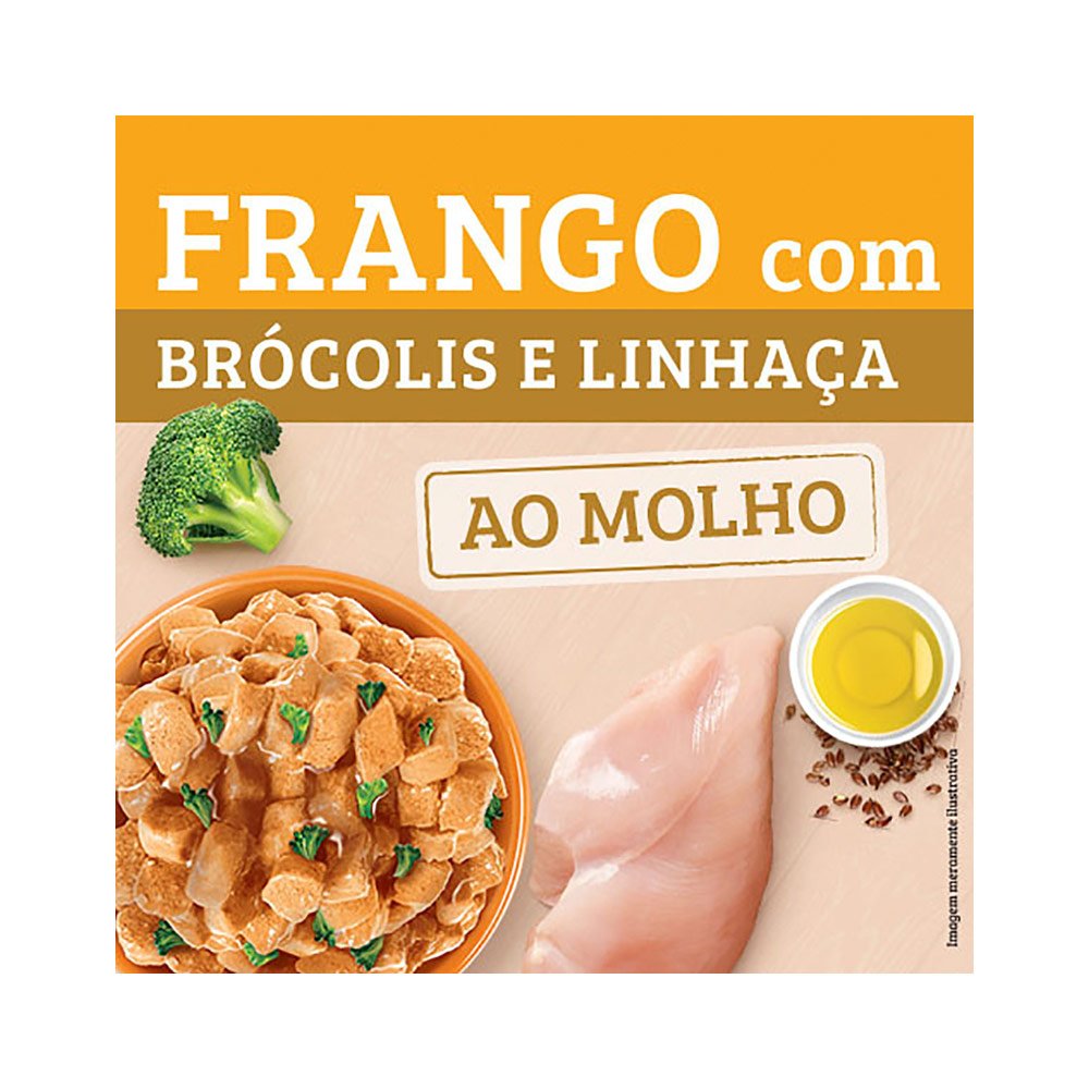 RAÇÃO ÚMIDA KELCAT SACHE FRANGO COM BROCOLIS E LINHAÇA 85GR - Imagem 2