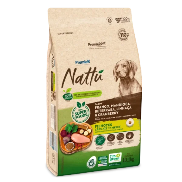RAÇÃO PREMIER NATTU CAES FILHOTES MANDIOCA 10,1 KG
