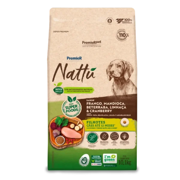 RAÇÃO PREMIER NATTU CAES FILHOTES MANDIOCA 10,1 KG