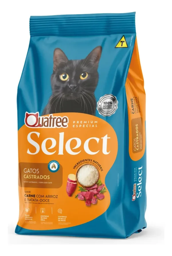 Ração Quatree Select Para Gatos Castrados Carne 1kg